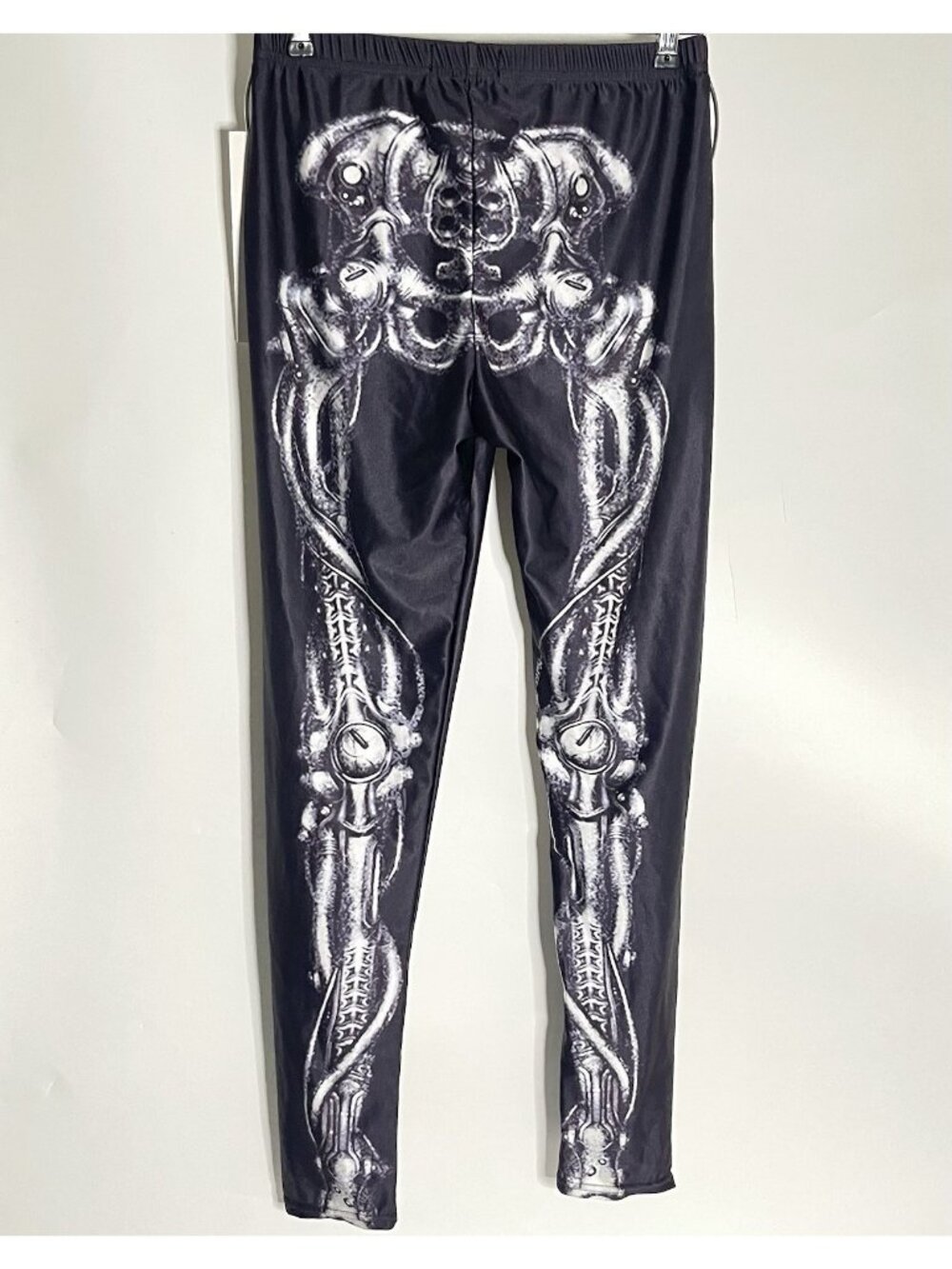 Skeleton Leggings Black Silver Halloween Allover Print XL NWT OnlineLeggingStore